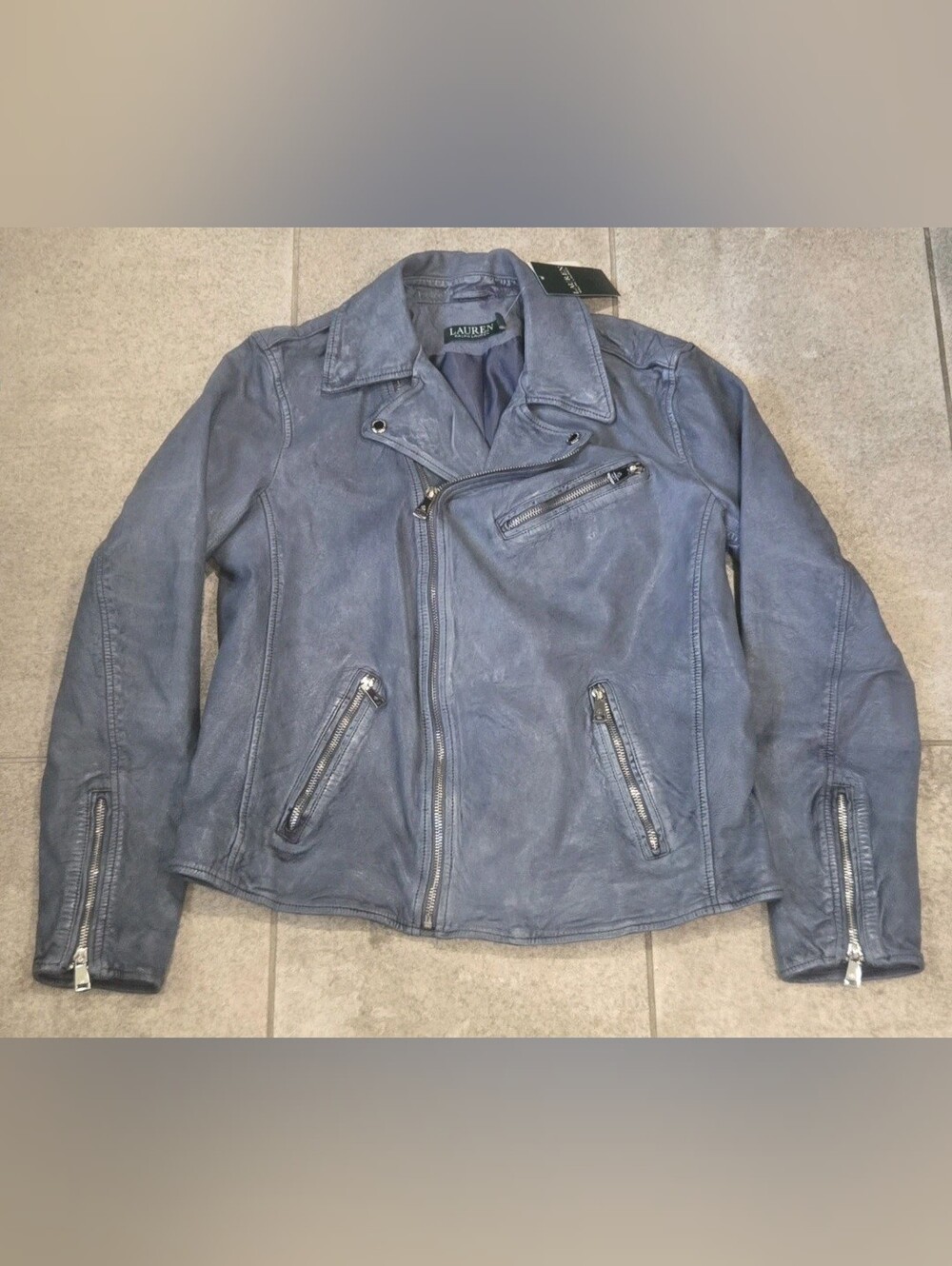 Ralph Lauren Leather Moto Jacket Size 8 NWT Biker